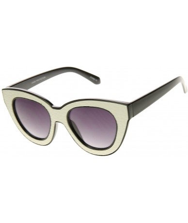 Cat Eye High Fashion Block Cut Womens Cat Eye Sunglasses (White) - CQ11J1RXYZ3 $12.82
