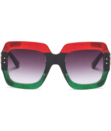 Round Oversized Square Sunglasses Multi Tinted Glitter Frame Stylish Inspired B2276 - 1 Red-green/Grey - C9189SK0SH0 $16.27