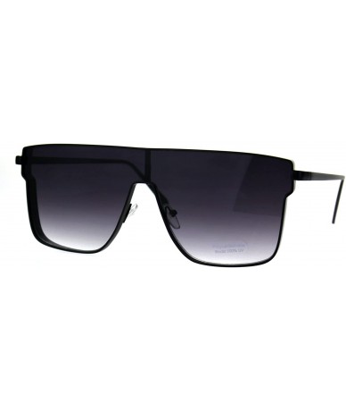 Rectangular 80s Robotic Shield Metal Rim Rectangular Racer Sunglasses - Black Smoke - CR186GHSGSS $12.48