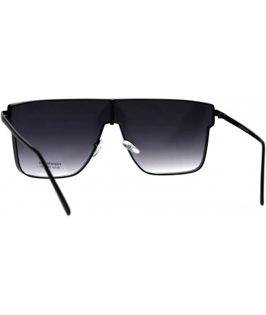 Rectangular 80s Robotic Shield Metal Rim Rectangular Racer Sunglasses - Black Smoke - CR186GHSGSS $12.48