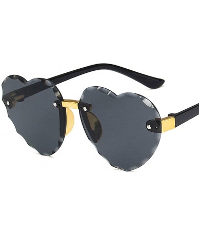 Semi-rimless Child Cute Heart RimlFrame Sunglasses Children Kids Gray Lens Fashion Boys Girls UV400 Protection Eyewear - C719...