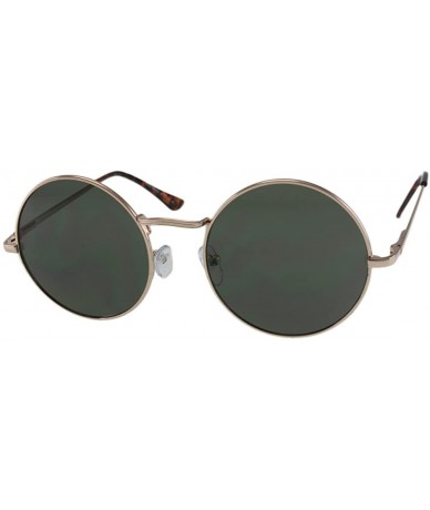 Round Presley - Round Metal Fashion Sunglasses with Microfiber Pouch - Gold / Green-grey - C518GGC6GMR $15.00