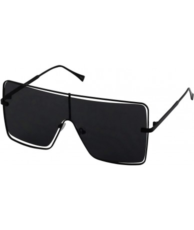 Aviator Oversized Flat Top Square VINTAGE RETRO SHIELD VISOR Style Aviator SUNGLASSES - Black - C018M2WQDCW $22.75