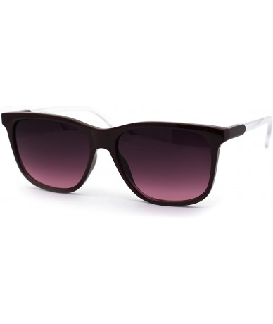 Rectangular Womens Horn Rim Boyfriend Plastic Rectangular Sunglasses - Burgundy Clear Burgundy Smoke - CA193MR6TGS $11.90