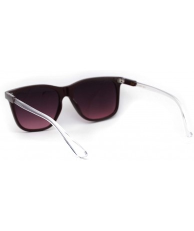 Rectangular Womens Horn Rim Boyfriend Plastic Rectangular Sunglasses - Burgundy Clear Burgundy Smoke - CA193MR6TGS $11.90