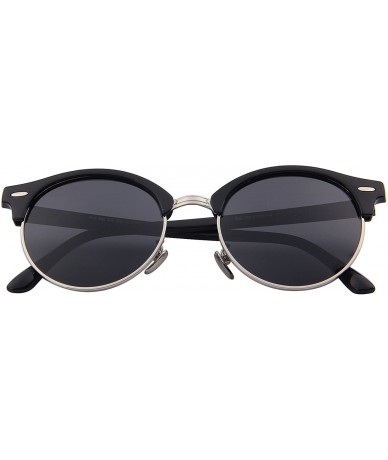 Rimless Polarized Sunglasses for Men Women Semi Rimless Retro Brand Sun Glasses S8054 - Silver&black - CM12O68GC6K $15.32