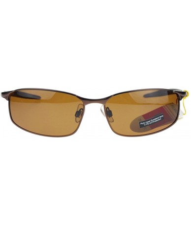 Rectangular Polarized Mens Minimal Metal Frame Narrow Rectangular Sport Sunglasses - Brown - CU11YAXKU6N $14.62