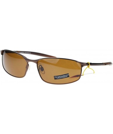 Rectangular Polarized Mens Minimal Metal Frame Narrow Rectangular Sport Sunglasses - Brown - CU11YAXKU6N $14.62