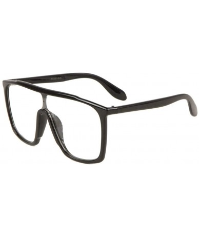 Square Clear Flat One Piece Shield Lens Square Sunglasses - Black - CE190DISQ53 $16.12