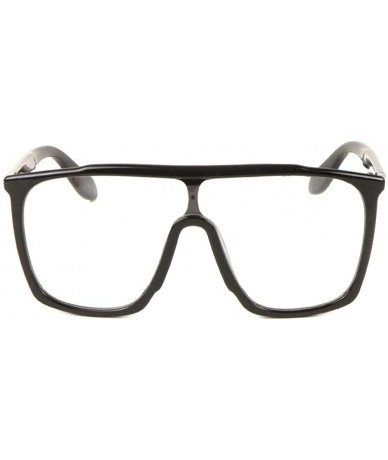 Square Clear Flat One Piece Shield Lens Square Sunglasses - Black - CE190DISQ53 $16.12