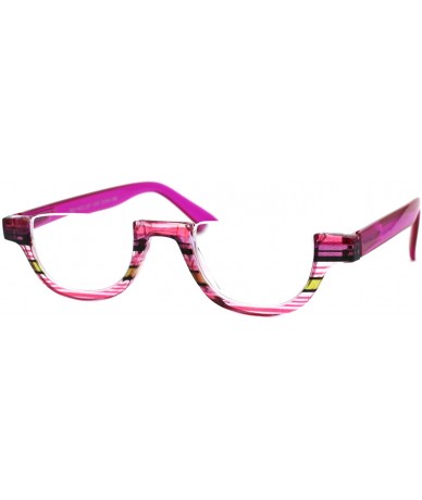 Rimless Magnified Lens Reading Glasses Cropped Flat Top Half Rim Spring Hinge - Fuchsia - CZ1988HNEL9 $12.30