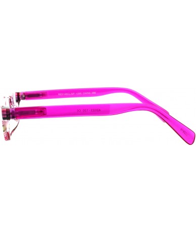 Rimless Magnified Lens Reading Glasses Cropped Flat Top Half Rim Spring Hinge - Fuchsia - CZ1988HNEL9 $12.30