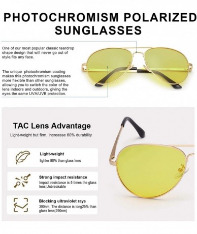 Sport Polarized Photochromatic Sunglasses Aviator Protection - Gold Frame/Yellow Photochromic Lens - CR18W33U967 $19.25