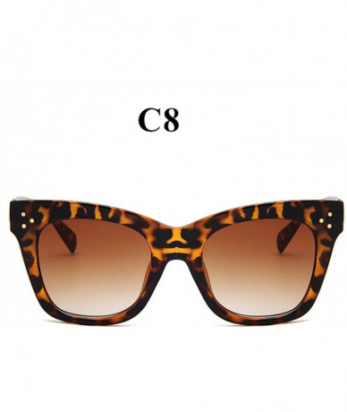 Oversized Cat Eye Sunglasses Women Vintage Oversized Gradient Sun Glasses Designer UV400 Sunglass - Leopard - C718W0DA75X $40.53