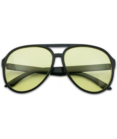 Aviator Oversize Night Vision Aviator Glasses Anti Glare Reduction Enhancing Yellow Lenses - Black Frame - Yellow - C518HTHRM...