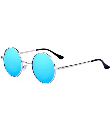 Round Round Retro Polaroid Sunglasses Hippie Shades for Men and Women - Blue - CZ18S39MUMO $9.52