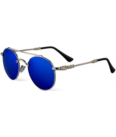 Goggle men and women couple models fashion sunglasses retro sunglasses yurt - Blue Color - C5125LTUFWJ $24.13