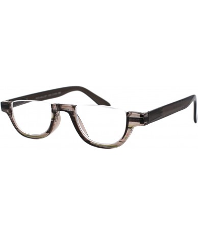 Rimless Magnified Lens Reading Glasses Cropped Flat Top Half Rim Spring Hinge - Grey - CN1988ZXHTD $11.51