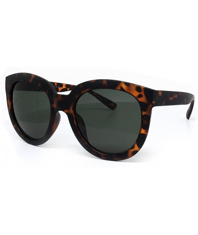 Oversized 7154-1 Premium Oversized Full Rims Bold Tinted Round Fashion Sunglasses - Brown - CZ18Q0TAR74 $27.12