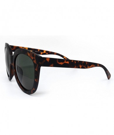 Oversized 7154-1 Premium Oversized Full Rims Bold Tinted Round Fashion Sunglasses - Brown - CZ18Q0TAR74 $15.70