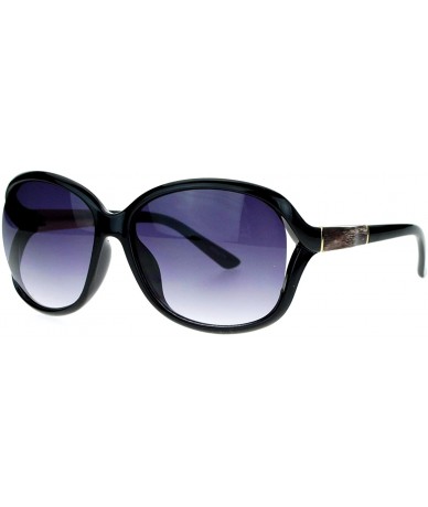 Butterfly Womens Luxury Wood Grain Trim Thick Plastic Butterfly Sunglasses - Black Brown - C2121PFV7DJ $19.11