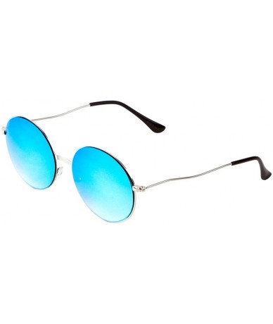 Round Rimless Round Lens Curved Wiggle Temple Sunglasses - Aqua - C91908ECCXU $15.47