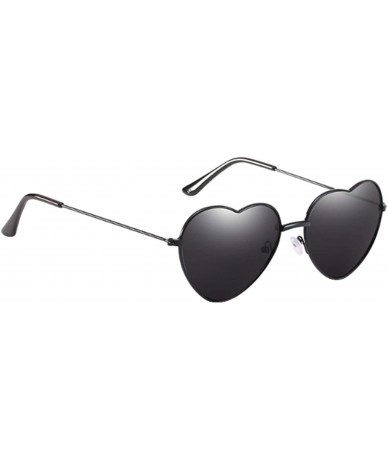 Goggle Women's Metal Frame Mirror Lens Cupid Heartshaped Sunglasses - Black Lens/Black Frame - C718WNGZECE $11.61