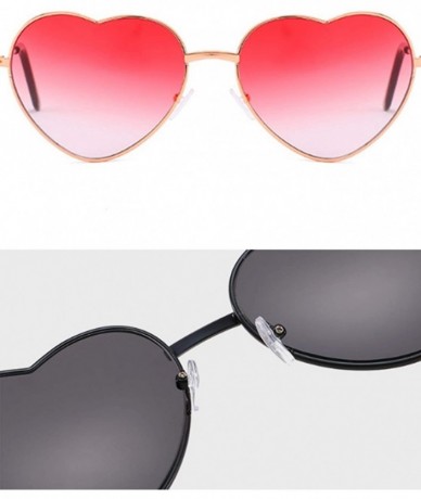 Goggle Women's Metal Frame Mirror Lens Cupid Heartshaped Sunglasses - Black Lens/Black Frame - C718WNGZECE $11.61