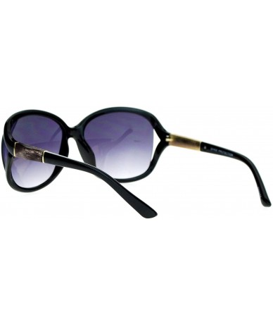 Butterfly Womens Luxury Wood Grain Trim Thick Plastic Butterfly Sunglasses - Black Brown - C2121PFV7DJ $7.45