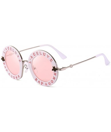 Round Round Sunglasses for Women Men bee Sunglasses Chic Style Unisex Glasses - Transparent - C5182XKH488 $12.72