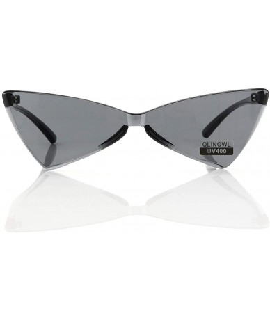 Sport Triangle Rimless Sunglasses One Piece Colored Transparent Sunglasses For Women and Men - Dark Gray - C818LAOK0LO $10.82