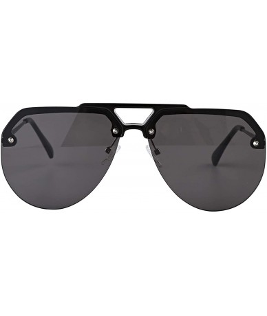 Rimless Women's Sunglasses - Oversized Half Frame Cat Eyes Transparent Lens Novelty Sunglasses for Women New - Grey - CQ18SL3...