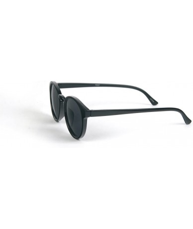 Round Classic Retro Fashion Round Frame Sunglasses P2057 - Black-smoke Lens - C411BOTVXYZ $17.02