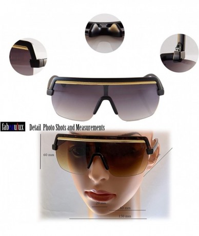 Shield Metal Chain Flat Top Hip Hop Bold Nose Half Rim Shield Sunglasses A280 - Tortoise Brown - CC18T8232MU $14.08