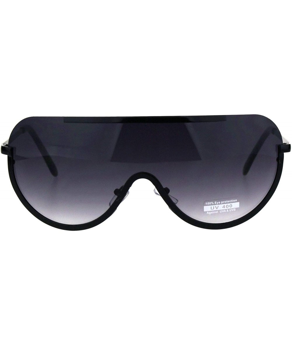 Shield Futuristic Robotic Shield Exposed Lens Metal Rim Gradient Lens Sunglasses - Black Smoke - CK18HLIZY9S $10.89