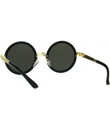 Round Steampunk Fashion Sunglasses Round Circle Spiked Frame Mirror Lens - Gold (Blue Mirror) - C3189XI26KM $12.23