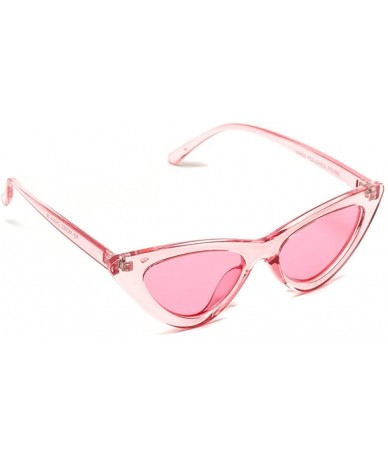 Round Retro Vintage Tinted Lens Cat Eye Sunglasses - Clear Pink Frame/ Tinted Pink Lens - C9189QL3WDM $13.45