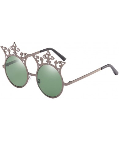 Round Vintage Style 80s Special Round Frame Eyewear Ladies Sunglasses for Women - Green - CY18DLYG2A3 $14.93