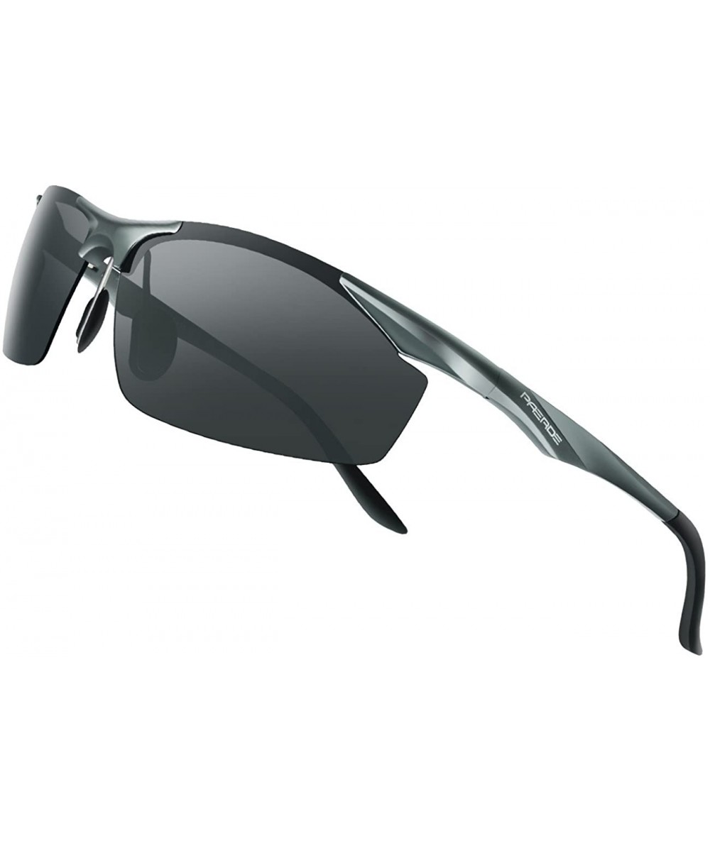 PAERDE Men's Polarized Sports Sunglasses for men Driving Cycling Fishing  Golf Running Metal Frame Sun Glasses - C7189TRDWH7