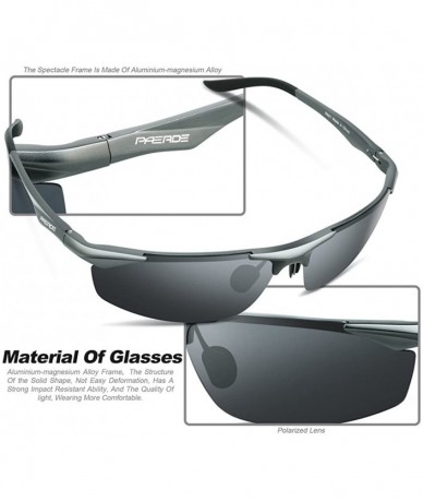 Wrap PAERDE Men's Polarized Sports Sunglasses for men Driving Cycling Fishing Golf Running Metal Frame Sun Glasses - C7189TRD...