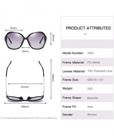 Aviator Ladies'Sunglasses with large frame and drill Sunglasses gradient polarizing sunglasses - D - CQ18QQDAI29 $43.98