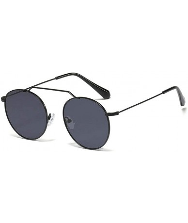 Round Retro Round Sunglasses Men Women Fashion Metal Frame Sun Glasses UV protection - Black&grey - C818ZZTKEYT $10.68