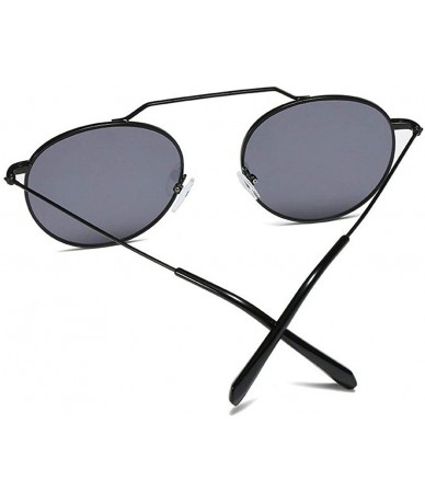 Round Retro Round Sunglasses Men Women Fashion Metal Frame Sun Glasses UV protection - Black&grey - C818ZZTKEYT $10.68