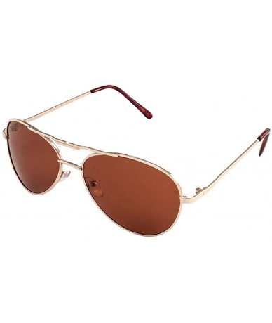 Aviator Driving Classic Thin Frame Bracket Top Bar Aviator Sunglasses - Gold Demi - CA1996DSGTQ $25.53