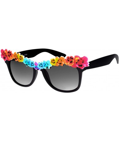 Butterfly Creative Hawaiian Flower Retro Horn Rimmed Sunglasses for Vacation Party - 12 Pack - CB18YKAC857 $24.08