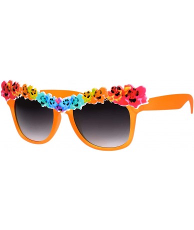 Butterfly Creative Hawaiian Flower Retro Horn Rimmed Sunglasses for Vacation Party - 12 Pack - CB18YKAC857 $24.08