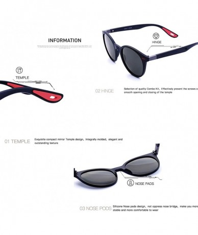 Oval Polarized Sunglasses Unisex Oval Frame Classic Red Rubber Temple K0625 - Matteblue&grey - CX18O8GIDE5 $11.39