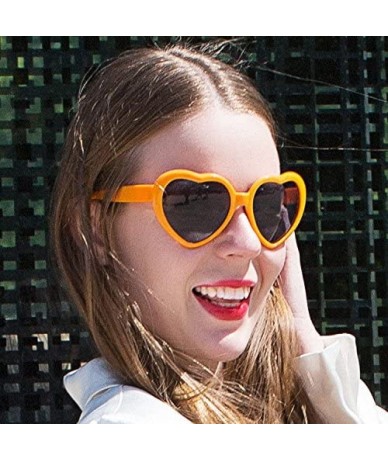 Oversized 10 Packs Neon Colors Wholesale Heart Sunglasses - 20 Packs Orange - CT18G0MUU9Q $26.61