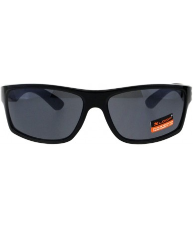 Wrap Xloop Sports Fashion Mens Sunglasses Rectangular Frame UV 400 - Black (Black) - C718H0OI6LG $11.09