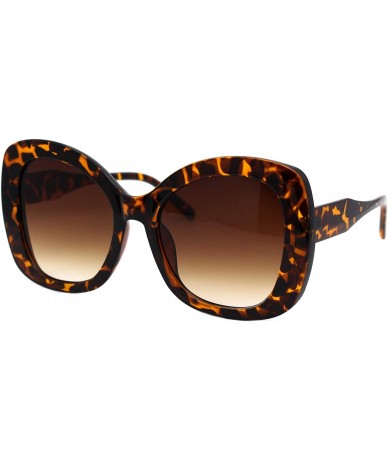Oversized Womens Sunglasses Oversized Square Butterfly Celebrity Fashion Shades UV 400 - Tortoise (Brown) - CY195O9RDK5 $9.87